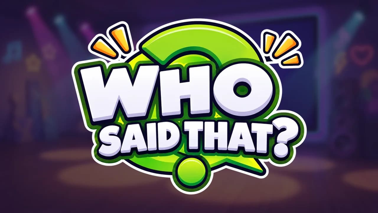 Who Said That? game logo in front of a TV studio